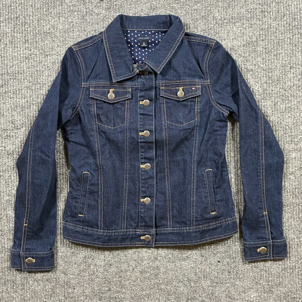 Tommy Hilfiger Jean Jacket Girls XL Classic Blue Denim Trucker Button Front